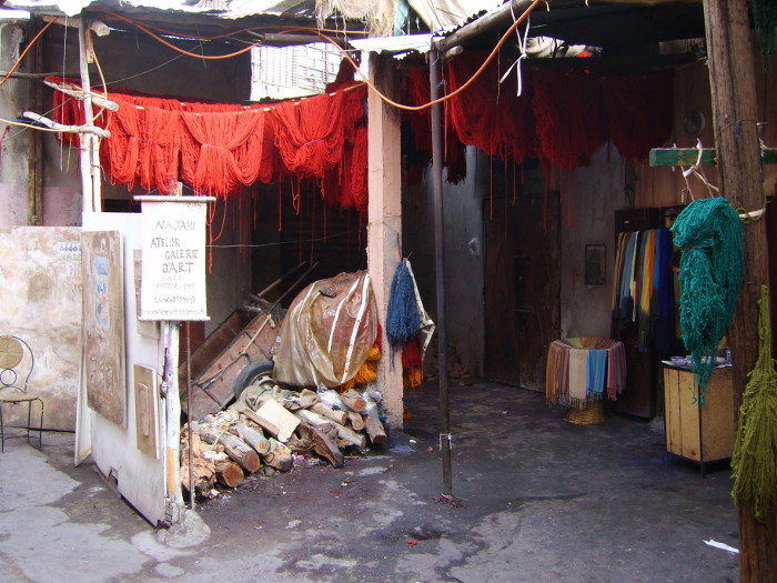 Dyeworks in the souks of Marrakech / Morocco