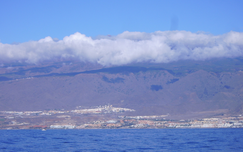 Tenerife - Teide summit over the clouds - view from Costa Adeje sea side resort