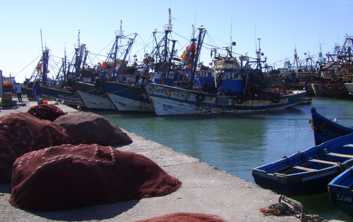 Fischerboote im Fischereihafen Essaouira an der marokkanischen Atlantik - Küste