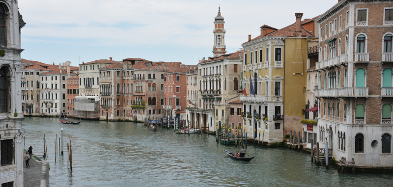 At Canal Grande in Venice lagoon city