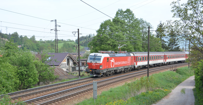 Slowak Expreß Train in the Vah Valley near Zilina