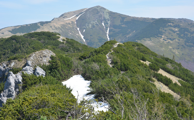 Maly Fatransky Krivan with snow fields in the beginning of May