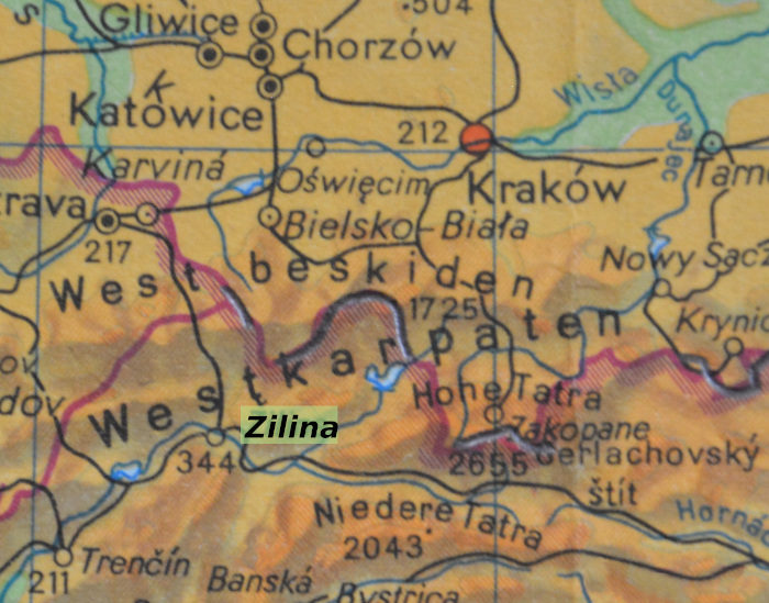 Map   Zilina and Mala Fatra Mountains