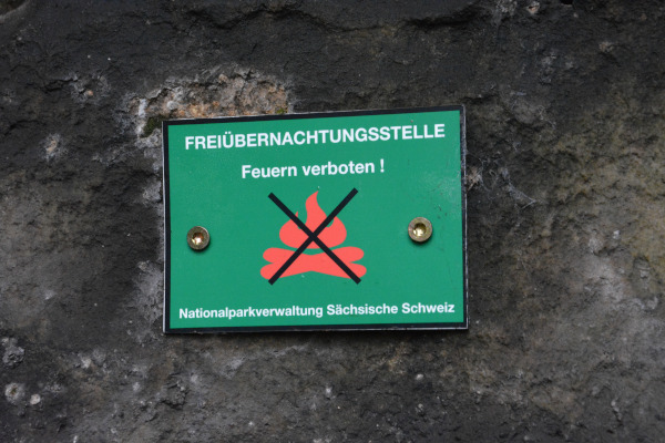 Sign  Boofe in national park Saxonian Switzerland