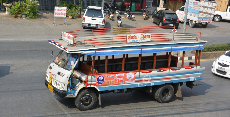 Thailand Sukothai Pendelbus Zwischen Neustadt und dem Geschichtspark