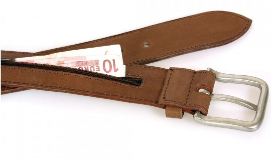 brauner Geschützter Geldgürtel aus Leder mit innerer Geldtasche