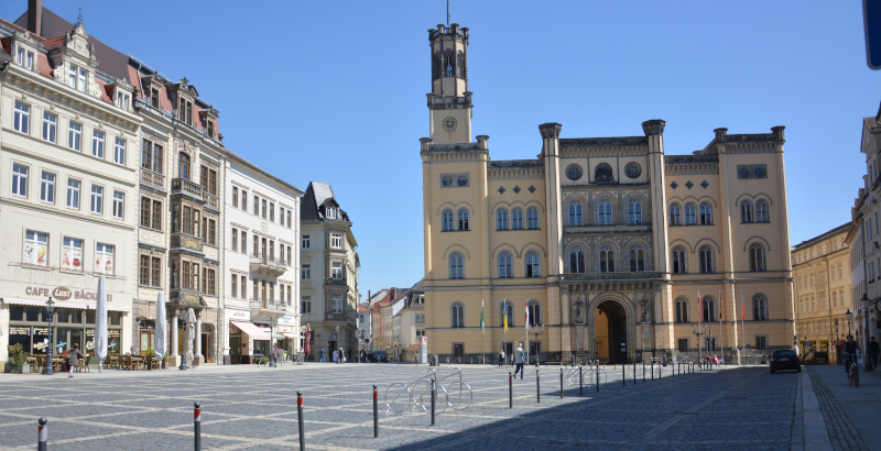 Oberlausitz Zittau market place and townhall (upper lusatia)