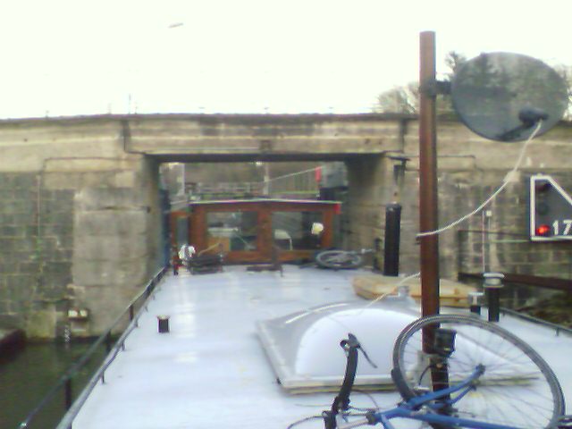 a lock in France rivercourse - houseboat