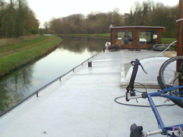 with houseboat in a canal in France