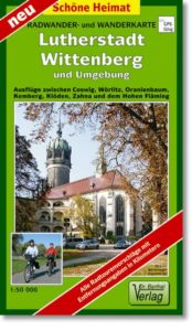 Radwanderkarte und Wanderkarte um den Wörlitzer Park mit Lutherstadt Wittenberg, Elbe, Mulde, Hoher Fläming