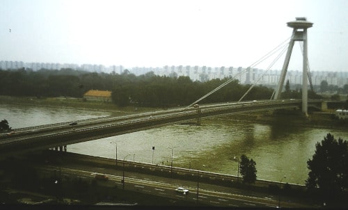 Southeast - Europe tour summer 89 - Danube bridge Bratislava