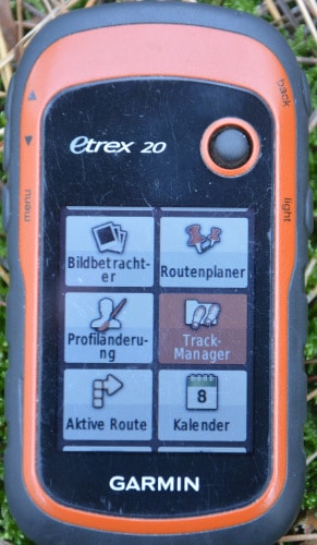 outdoor- navi Garmin etrex Menü - Trackmanager