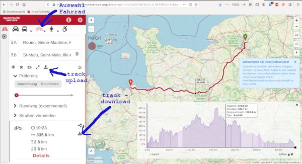 openrouteservice Erklärung gpx-Track download