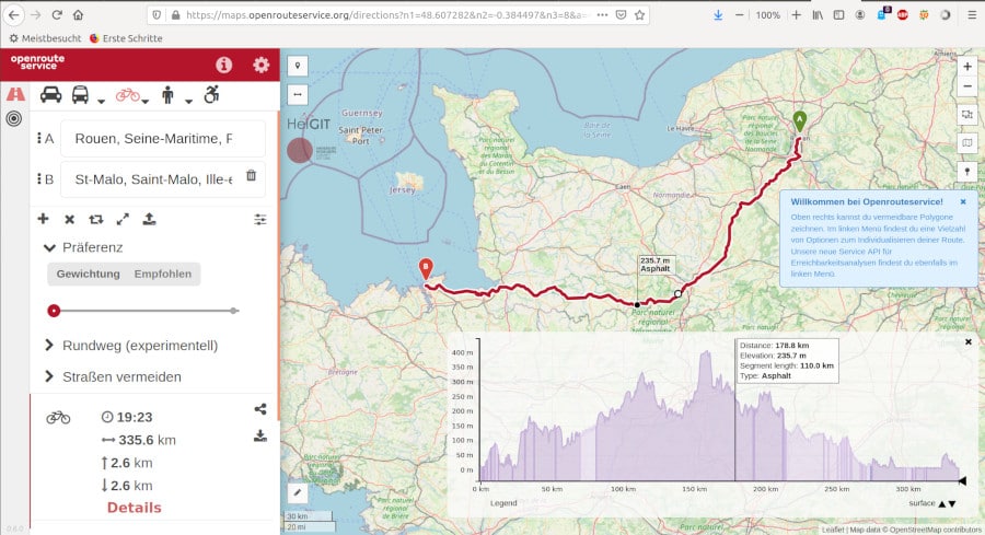 GPX-track von openrouteservice analysieren