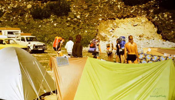 Camp site in the Pirin Mountains beside the Vichren hut