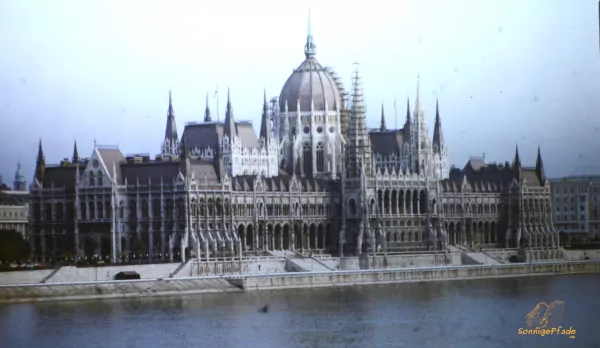 Budapest 1989: House of hungarian Parliament at Danube river