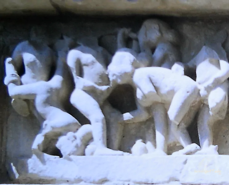Kamasutra - Stellungen am Khajuraho Tempel, Indien