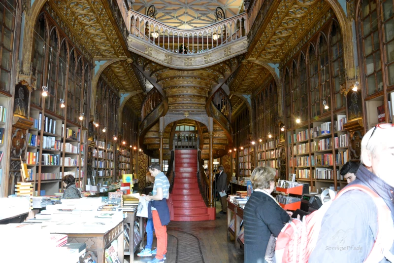 In the Art Nouveau bookstore Livraria Lello in Porto