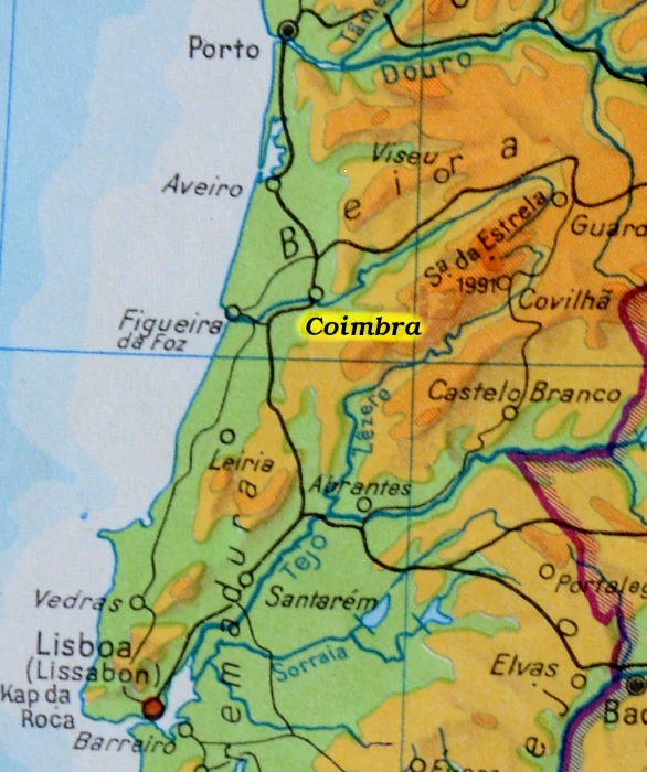 Übersicht Karte Portugal Centra mit der Universitätsstadt Coimbra