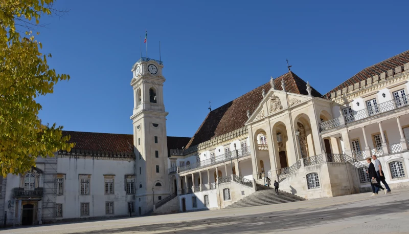 Campus of Coimbra University with clock tower