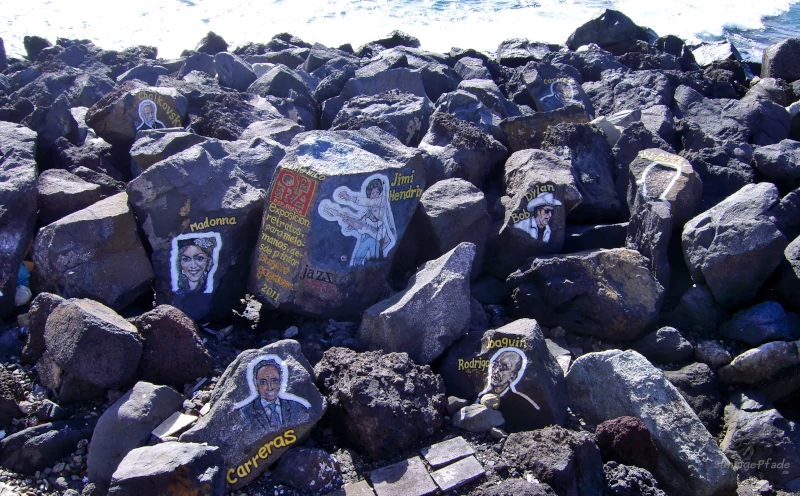 Musician portraits at the embankment beside the Auditorio in Santa Cruz de Tenerife