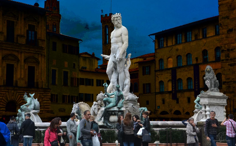 Florence sight: Neptun Fountain at the Piazza della Signoria square