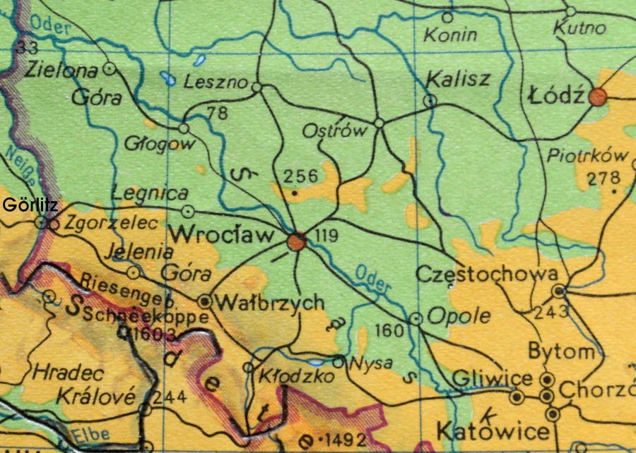 Wroclaw Map with south west Polonia
