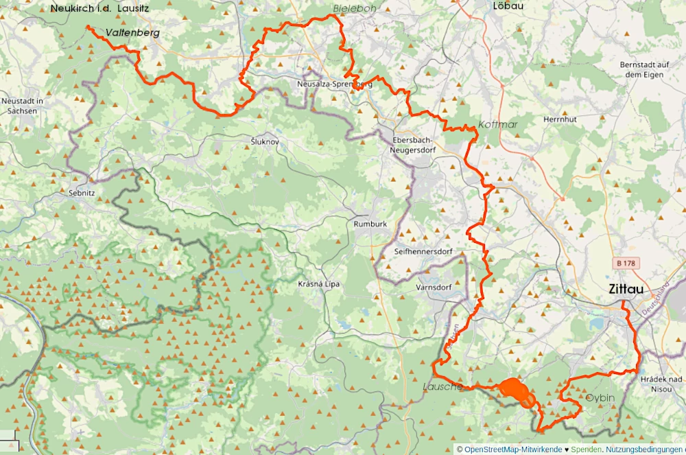 Oberlausitzer Bergweg Karte als openstreetmap Relation