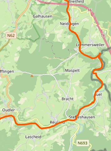 Vennbahn Radweg Karte Abschnitt Neidingen - Oudler