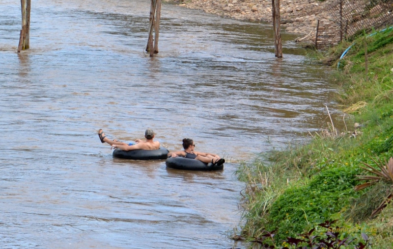 Tubing on the Pai river in the north of Thailand