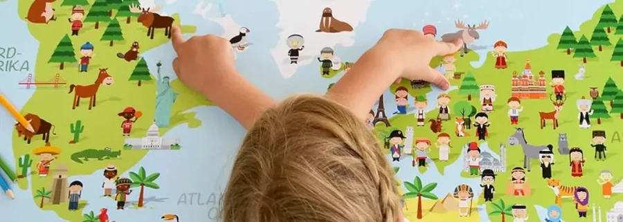 Childrens world map for Kids room