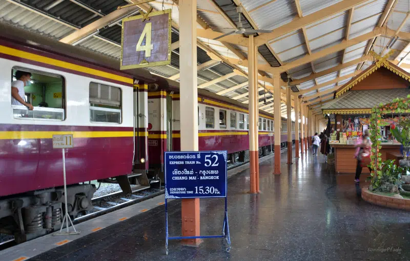 Train to Bangkok from Chiang Mai station ready for departure
