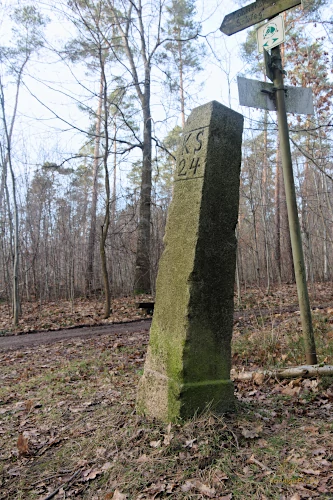 A boundary stone "Kingdom of Saxon" KS below the Schildberg at the S-Way