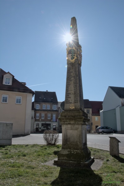 Saxonian post mile pillar in  Mügeln in front of the old Girl's school, today Museum of local history