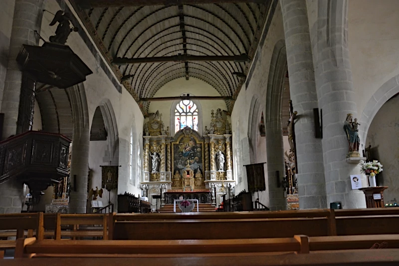 France: Inner view of Eglise Notre-Dame-de-Croatz-Batz in Roscoff, Brittany