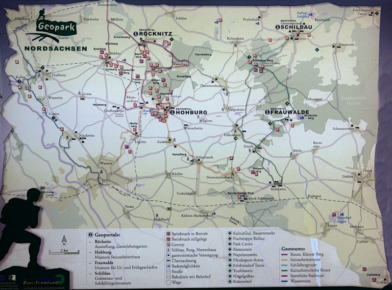 Vorschau Übersicht Karte Geopark Nordsachsen mit Sehenswürdigkeiten und Ausflugstips