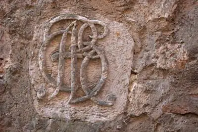 The whole Alphabet? letter stone at a wall in Meissen, Freiheit 10 on the castle hill