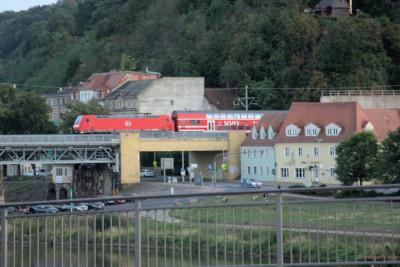 S Local train in Meissen crossing the Elbe river