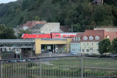 Saxon Local train runnig via Elbe bridge