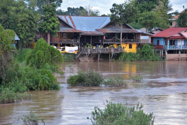 A riverview guesthouse at Don Det island closed to the Mekong channel opposite Don Khon