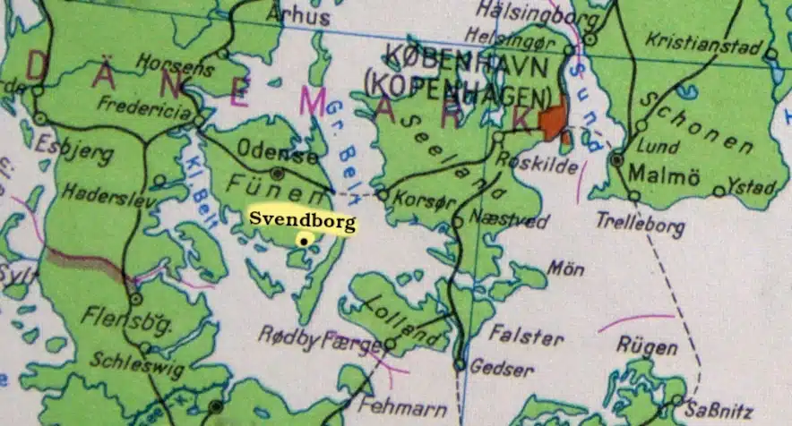 Karte Dänemark mit Hervorhebung Svendborg